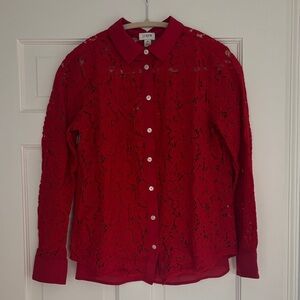 J. Crew Scarlet Red Lace Blouse